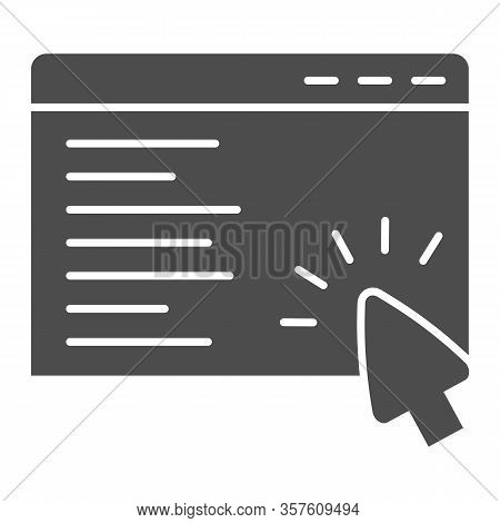 Search Window Page Solid Icon. Web Browser With Cursor And Searching Result. Internet Technology Vec