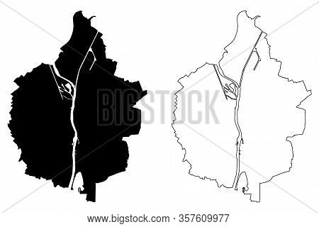 Maastricht City (kingdom Of The Netherlands, Limburg, Holland) Map Vector Illustration, Scribble Ske