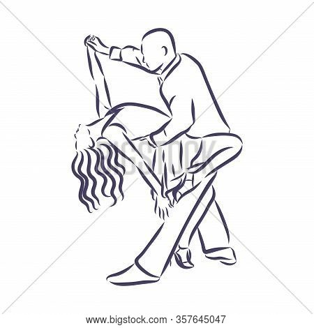 Hand Made Sketch Of Tango Dancers. Vector Illustration. Use For Tango Studio Posters, Flayers, Web-s