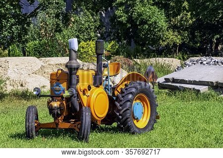 Choczewo, Pomerania, Poland - August 25: Vintage Argentinian Tractor Bulldog Pampa T01 On 25 August 