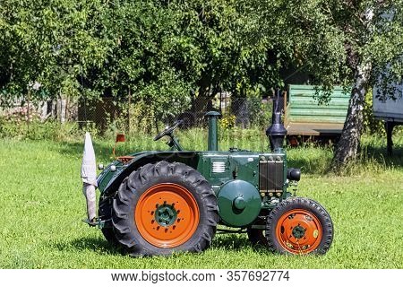 Choczewo, Pomerania, Poland - August 25: Vintage German Tractor Lanz Bulldog On 25 August 2019 In Ch