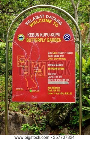 Sabah, My - June 18: Poring Hot Spring Butterfly Garden Sign On June 18, 2016 In Sabah, Malaysia. Po