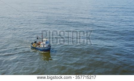 Callao, Lima, Peru - 2020: Fisherman In Coasts Of Callao 2020 In Lima, Peru