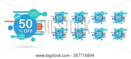Banner sale poster. Promotion flyer, discount voucher template special offer market brochure. Vector image sale ads labels and set signage promo banners. Sale tags set vector badges template, sale banners 10 off, 20 , 90, 80, 30, 40, 50, 60, 70 percent sa