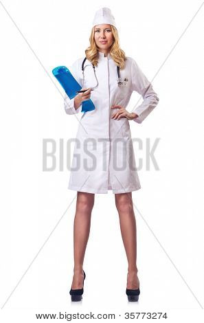 Attrative žena doktor izolované na bílém