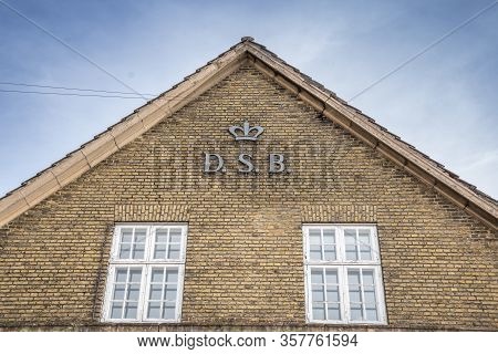 Aarhus, Denmark - 08 Feb 2020: The Logo Of The Dsb Building In Aarhus.