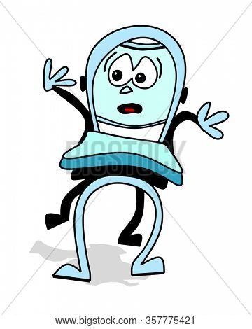 An illustration of a comic chararter blue scared chair