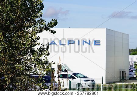 Bordeaux , Aquitaine / France - 10 27 2019 : Alpine A110 Dealership Sign Shop Building Sign Store Lo