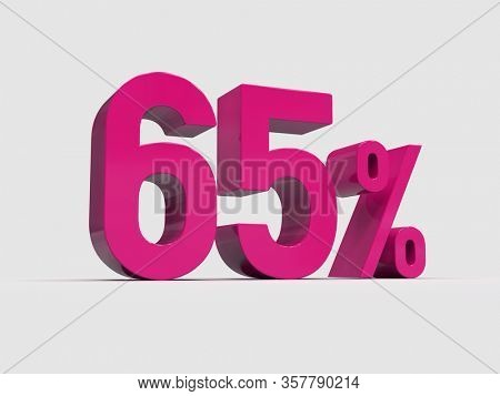 3d Render: Red 65% Percent Discount 3d Sign on Light Background, Special Offer 65% Discount Tag, Sale Up to 65 Percent Off, Sixty-five Percent Letters Sale Symbol, Special Offer Label, Sticker, Tag