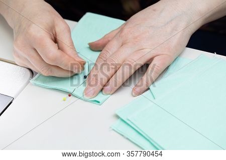 Marking Pins To Be Sewn With A Sewing Machine.