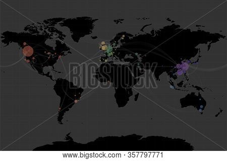 Spread And Mutation Of Coronavirus Strains, An Epidemic Of Viral Infection In The World. Map Of The 