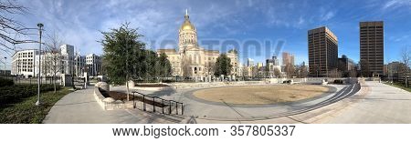 Atlanta, Georgia/united States- January 8, 2020: A Panorama Of Georgia Capitol Building In Atlanta I