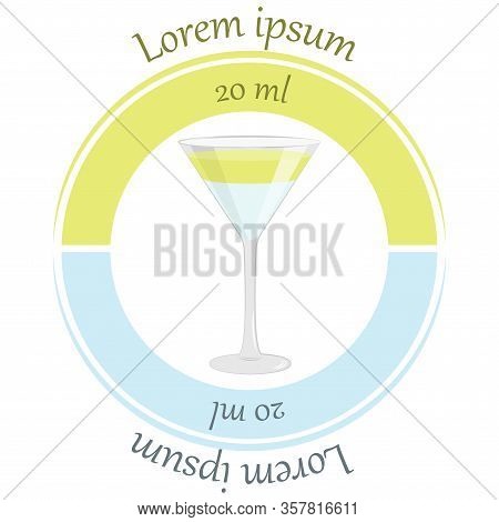 Three Ingredients In Cocktail Gimlet. Vector Illustration