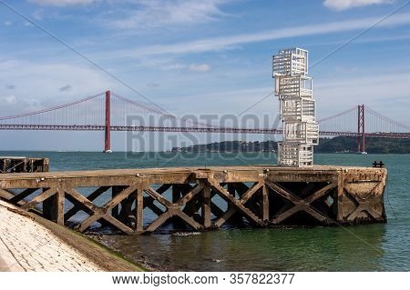 Lisbon, Portugal - 2 March 2020: Pedro Cabrita Reis Installation 