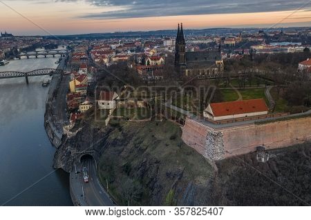 The Basilica Of St Peter And St Paul Is A Neo-gothic Church In Vyšehrad Fortress In Prague, Czech Re