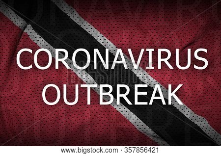 Trinidad And Tobago Flag And Coronavirus Outbreak Inscription. Covid-19 Or 2019-ncov Virus