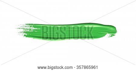 Green chroma brush stroke paiting over isolated background, canvas watercolor texture 