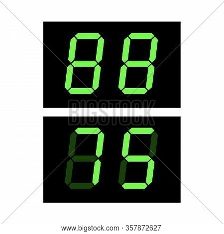 Digital Screen Template With Green Digits 88 Ready Te Edit. Digital Clock Or Counter. Stock Vector I