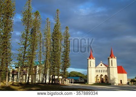 Fayaoue Catholic Church On Ouvea Island, Loyalty Islands, New Caledonia.  Fayaoue Is The Administrat