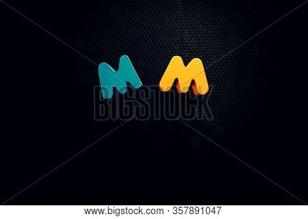 Colorful Milimeter Metric Labels On Black Background