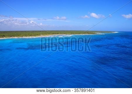 Coastline Of Costa Maya Near Mahahual Village, Mexico. Mahahual Is Now A Rapidly Developing Tourist 