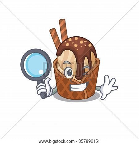 Coffee Ice Cream In Smart Detective Picture Character Design