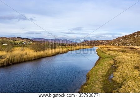 Aerial View Of Gweebarra River Between Doochary And Lettermacaward In Donegal - Ireland.
