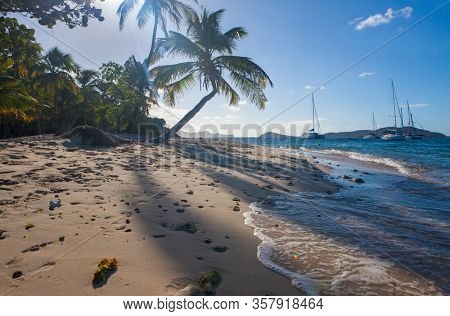 Petit Rameau Carabbean tropical Island Beach Coast, catamaran sailing concept