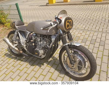 Velbert, Nrw, Germany - August 24, 2019: Yamaha Motorcycle Conversion As Cafe Racer