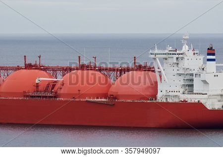 Lng Tanker - Ship At The Gas Unloading Terminal