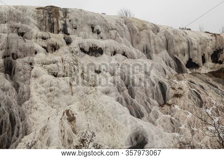 Akkaya Travertines, Bolu Province In Winter. Turkey