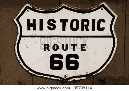 Vanhan historiallisen route 66 Kirjaudu seepia
