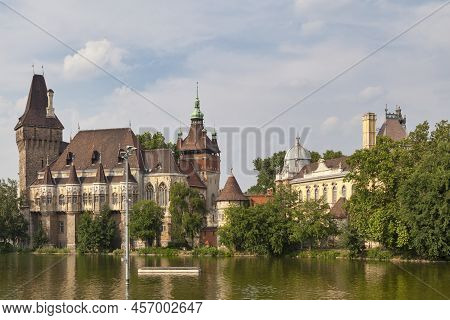 Budapest, Hungary - June 21 2018: The Vajdahunyad Castle Built In 1896 In The City Park As Part Of T