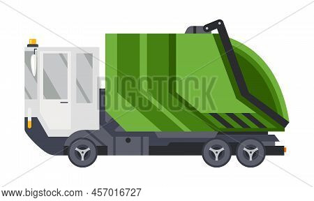 Garbage Truck With Auto Loader. Collection And Transportation Of Solid Household And Commercial Wast