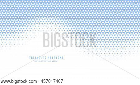 Triangles Halftone Geometric Pattern Abstract Vector Wave Form Curved Blue Border Isolated On White 
