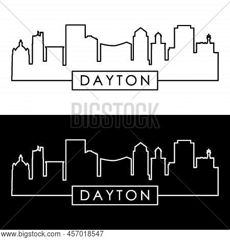 Dayton, Oh Skyline. Linear Style. Editable Vector File.