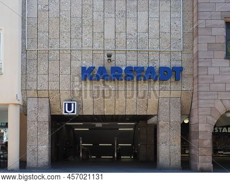 Nuernberg, Germany - Circa June 2022: Karstadt Storefront Sign
