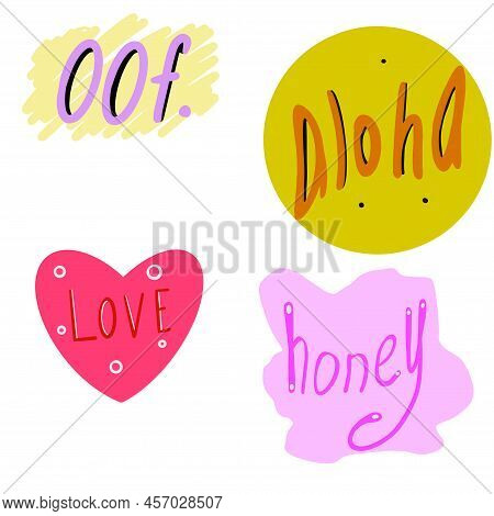 Fancy Text For Banners Off And Aloha Love And Honey Creative Illustration