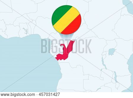 Africa With Selected Congo Map And Congo Flag Icon. Vector Map And Flag.