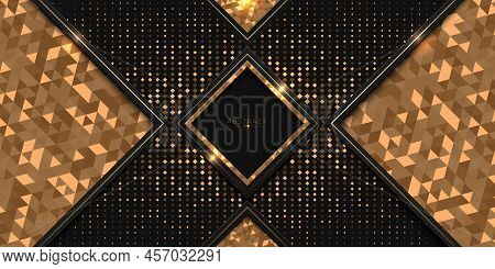 Luxury Award Background With Golden Shiny Triangular Pattern And Glitters