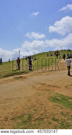 Ooty,tamilnadu,india-june 04 2022:tourists Enjoying Beautiful Wenlock Downs 9Th Mile Shooting Point.
