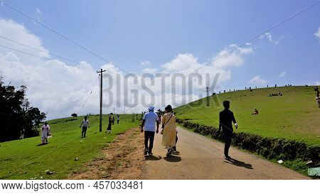 Ooty,tamilnadu,india-june 04 2022:tourists Enjoying Beautiful Wenlock Downs 9Th Mile Shooting Point.