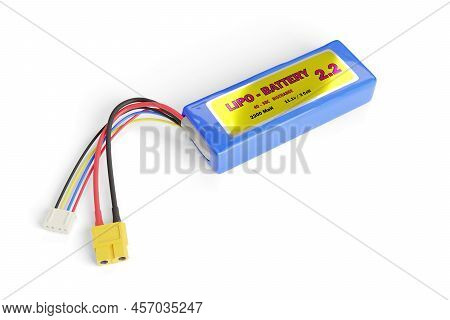Lithium Polymer Battery Isolated On White Background. 3d Illustration.