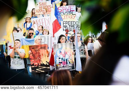 Krakow. Poland. 25.06.2022 International Peace Rally. Ukrainians Ask To Release Defenders From Azovs