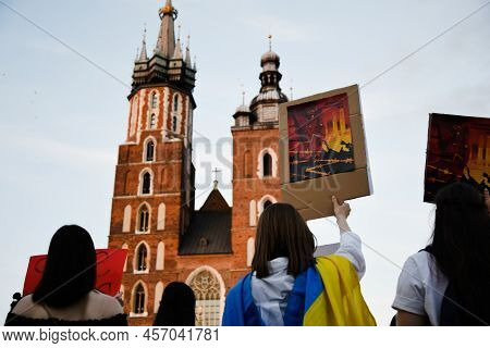 Krakow. Poland. 25.06.2022 International Peace Rally. Ukrainians Ask To Release Defenders From Azovs