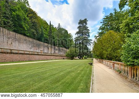 Heidelberg, Germany - June 2022: Lawn In Public Palace Garden Of Heidelberg Castle