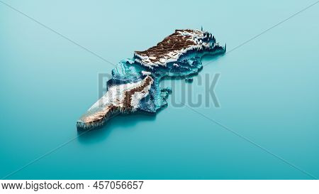 Topographic Tunisia Map Hypsometric Tunisia Elevation Tint Spectral Shaded Relief Map 3d Illustratio