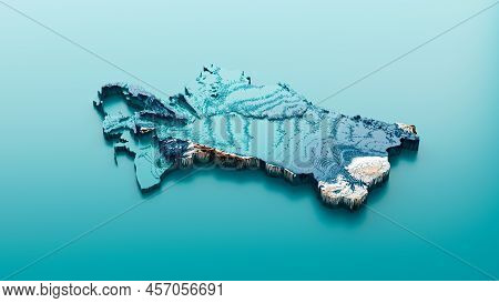 Topographic Turkmenistan Map Hypsometric Turkmenistan Elevation Tint Spectral Shaded Relief Map 3d I