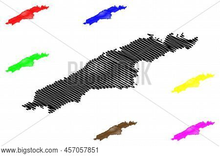 Hydra Island (hellenic Republic, Greece, Greek Island, Saronic Islands) Map Vector Illustration, Scr