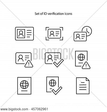 Set Of Id Card Verification Icon, Fast Verification , Id Card Web Symbol. Id Verification Icons Set 